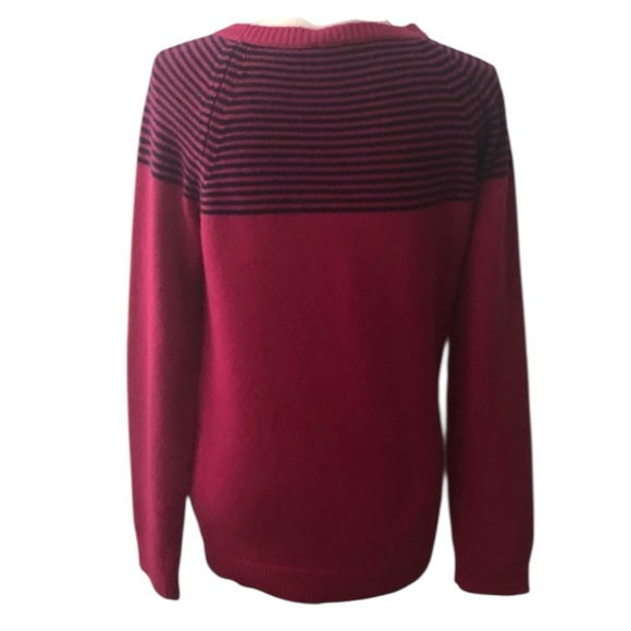 Talbots women’s cozy nordic style Cabincore wool blend sweater in pink/navy SZ M - Picture 2 of 3